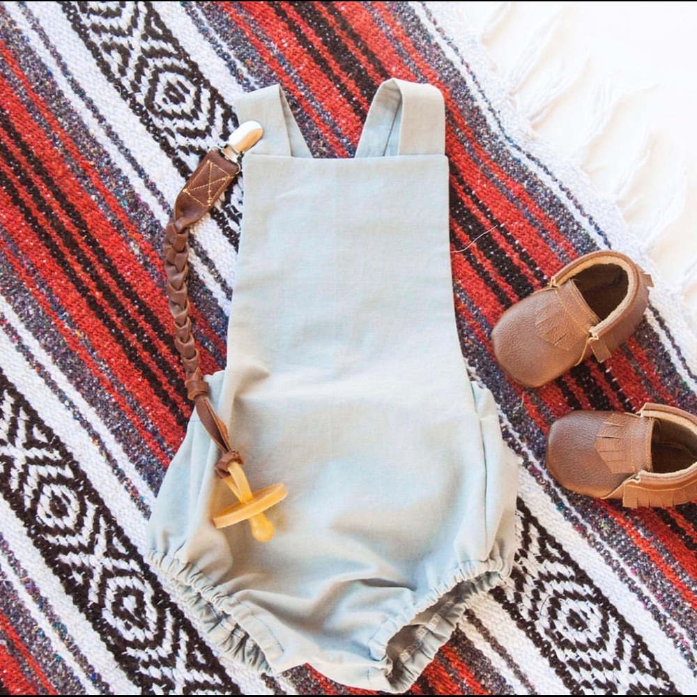 Handmade Gray Linen Romper